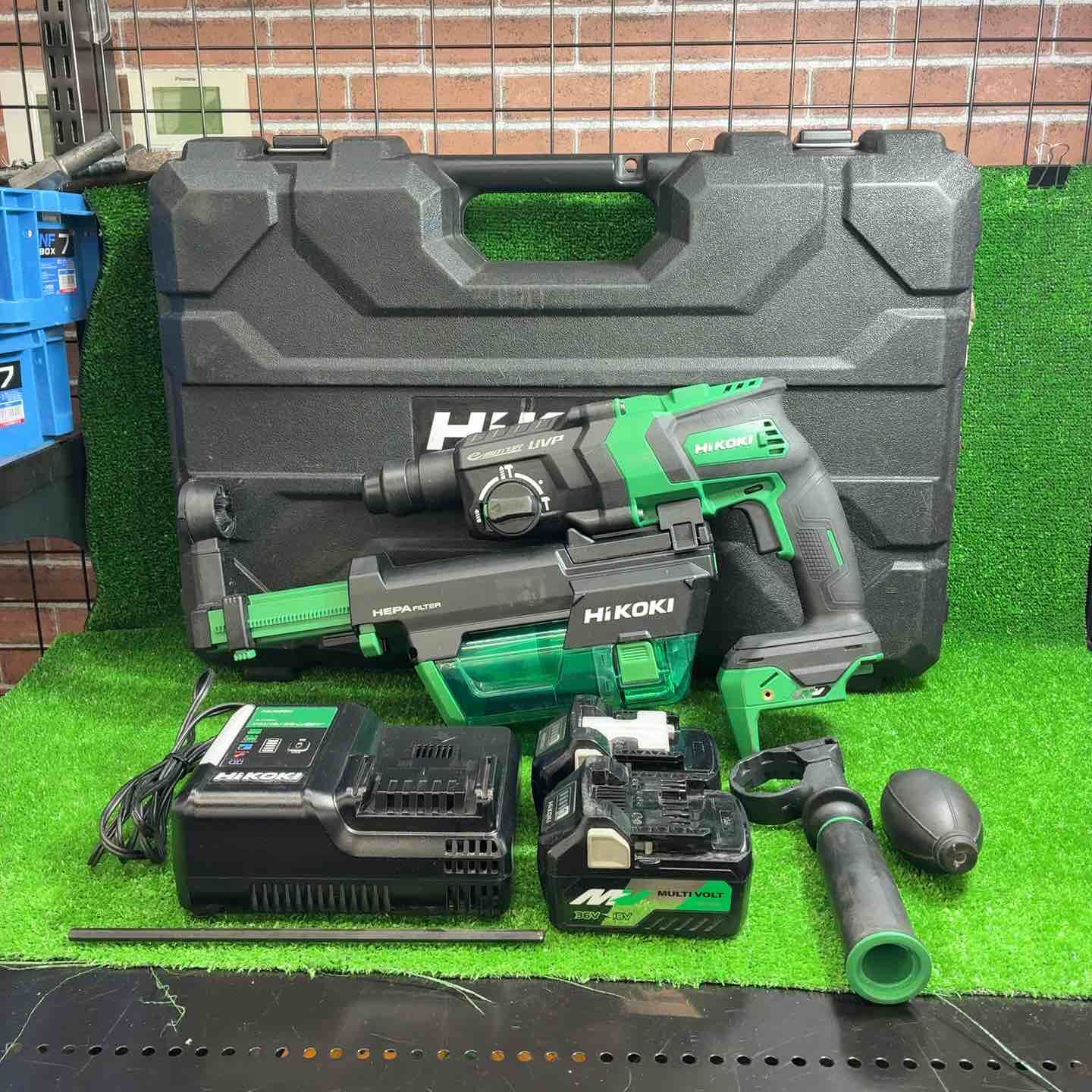 日立 DH36DPF 28ｍｍコードレスロータリーハンマドリル バッテリー×2 充電器 集じん付 中古品【ハンズクラフト宜野湾店】 コードレスロータリハンマドリル：DH36DPE/DH36DPF（集じんタイプ）