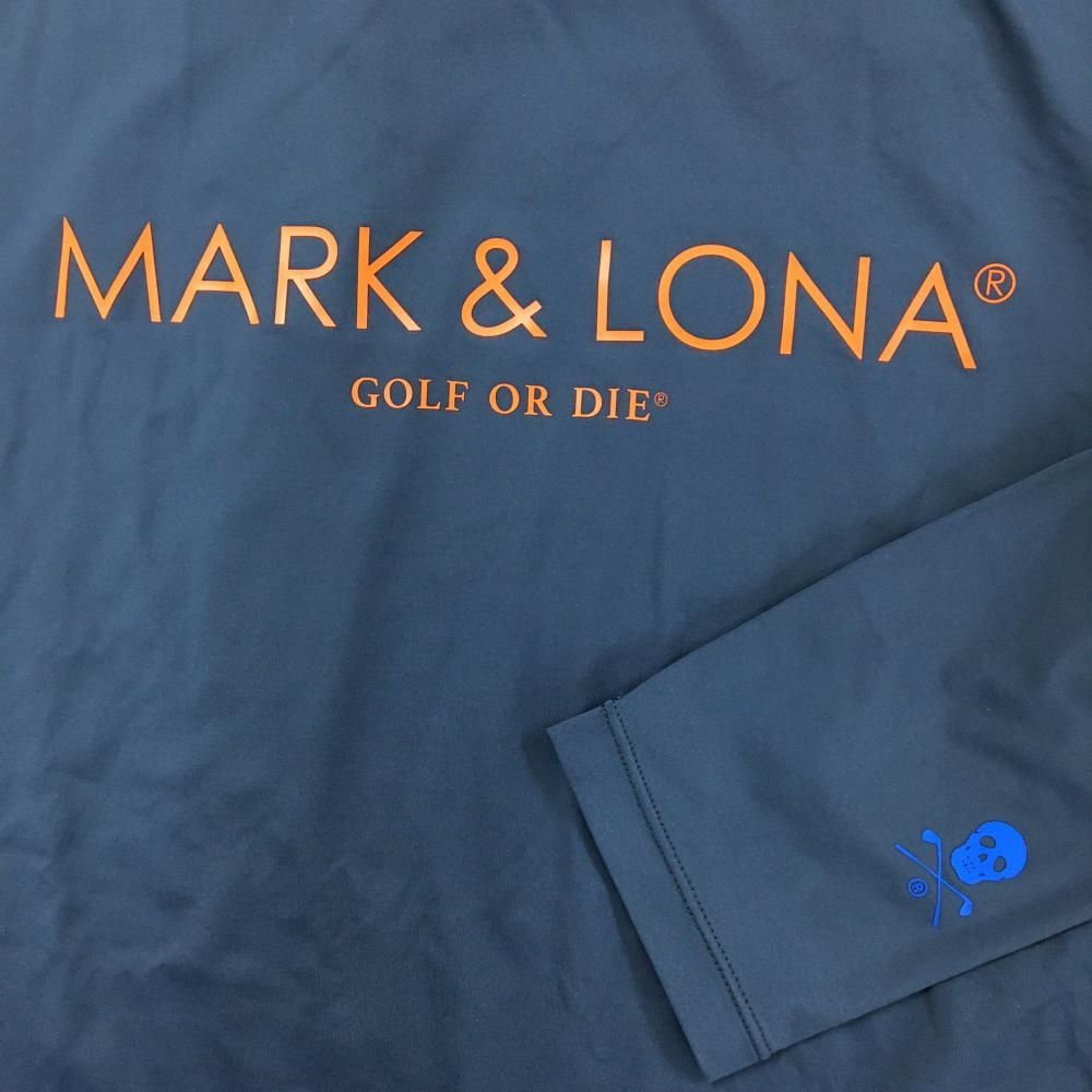 美品　マークアンドロナ　タートルネック長袖シャツ　グレー／ホワイト 超美品】マークアンドロナ 長袖ハイネックシャツ グレー×オレンジ