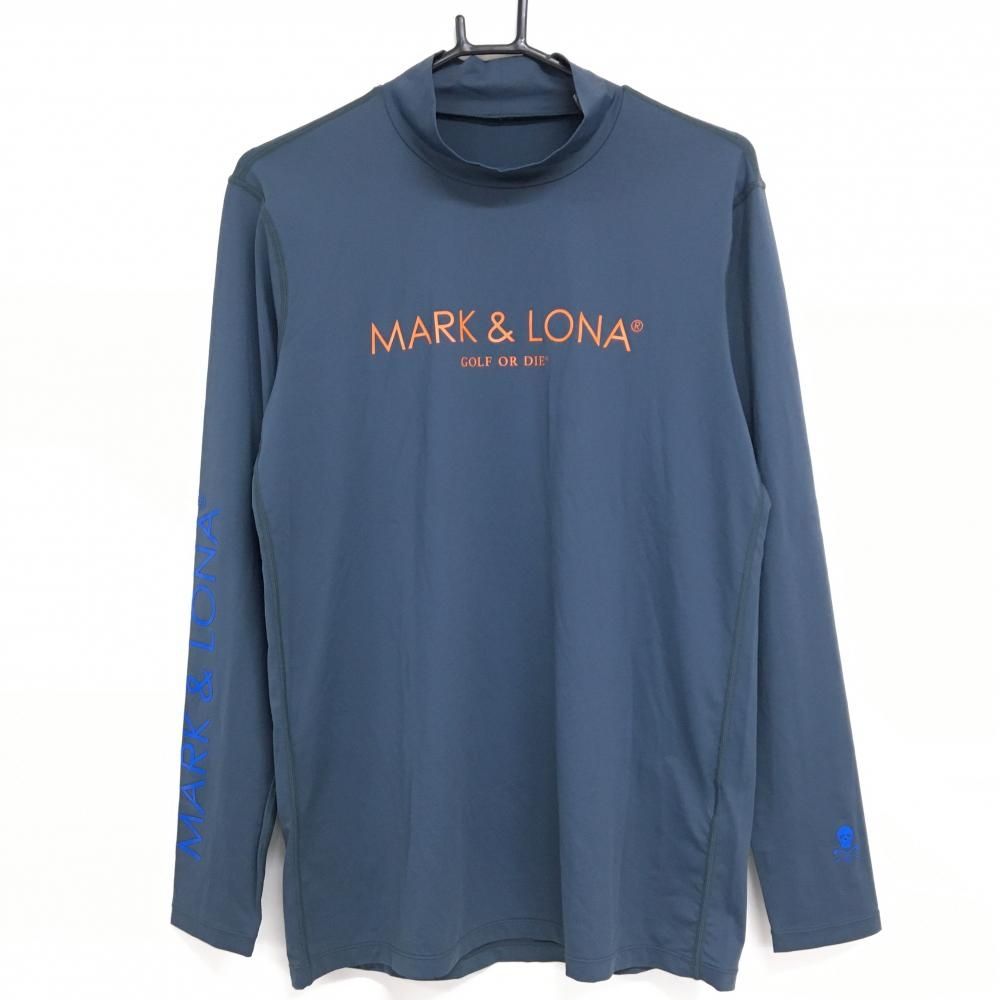 超美品】マークアンドロナ 長袖ハイネックシャツ グレー×オレンジ