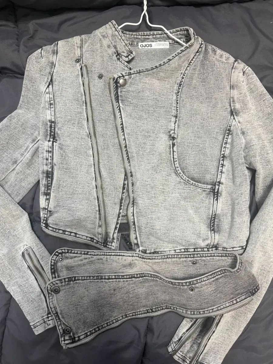OJOS オホス ストレッチ デニム ライダースジャケット グレー