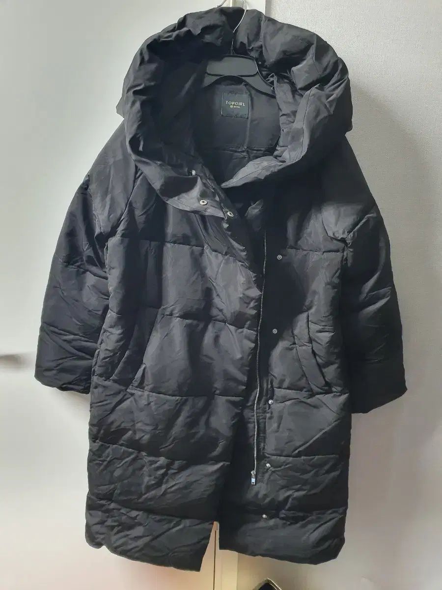 TOPGIRL フード Long ロング ダウン ジャケット M 66 ブラック ダックダウン アウター