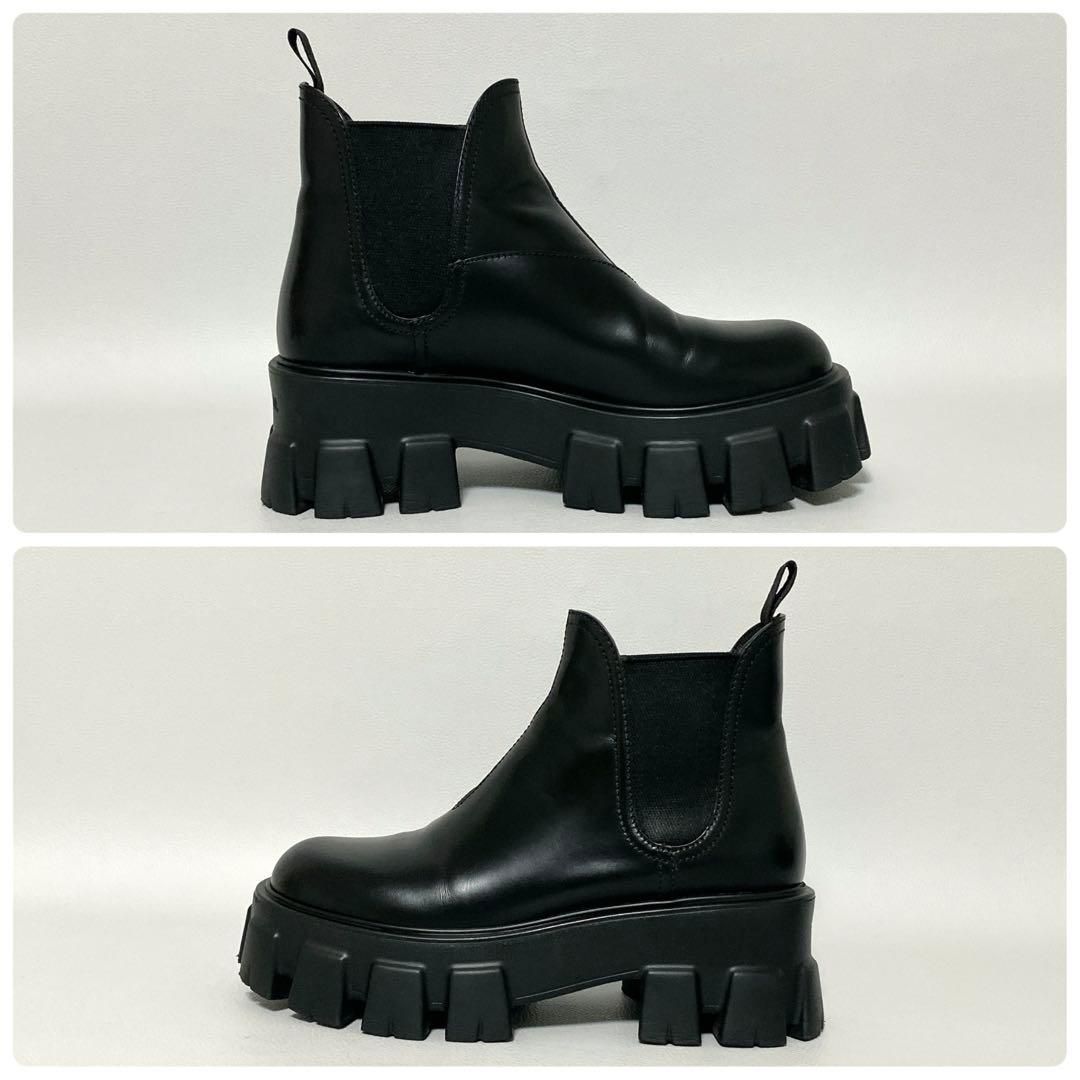 PRADA / モノリス サイドゴアブーツ 35.5 ブラック ショートブーツ