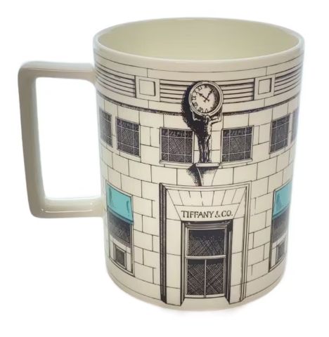 外 Tiffany-Co. マグカップ 箱有 5 ニューヨーク ティファニー ブティック柄 ボーンチャイナ ユニセックス ノベルティ 非売品 建物デザイン ブランド 食器 VIP ブルーボックス