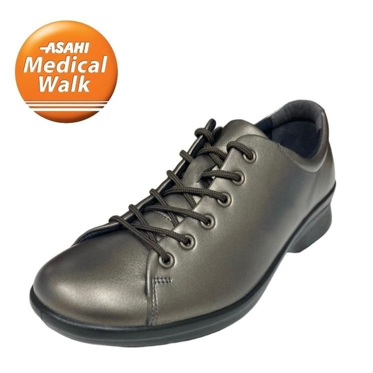 スニーカー アサヒメディカルウォーク CC L 027 ブロンズ 3 E 幅広 ワイド おしゃれ ファスナー ウォーキング ソフトレザー