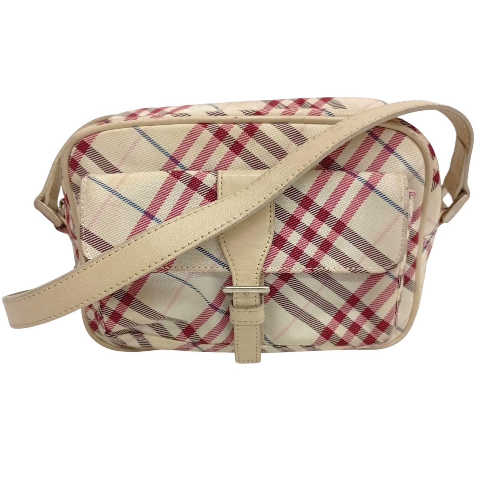 LONDON BLUE LABEL ブルーレーベル ノバチェックショルダーバッグ ベージュ系 ポシェット 斜め掛けショルダー ナイロン×牛革 三陽商会 JA-26271