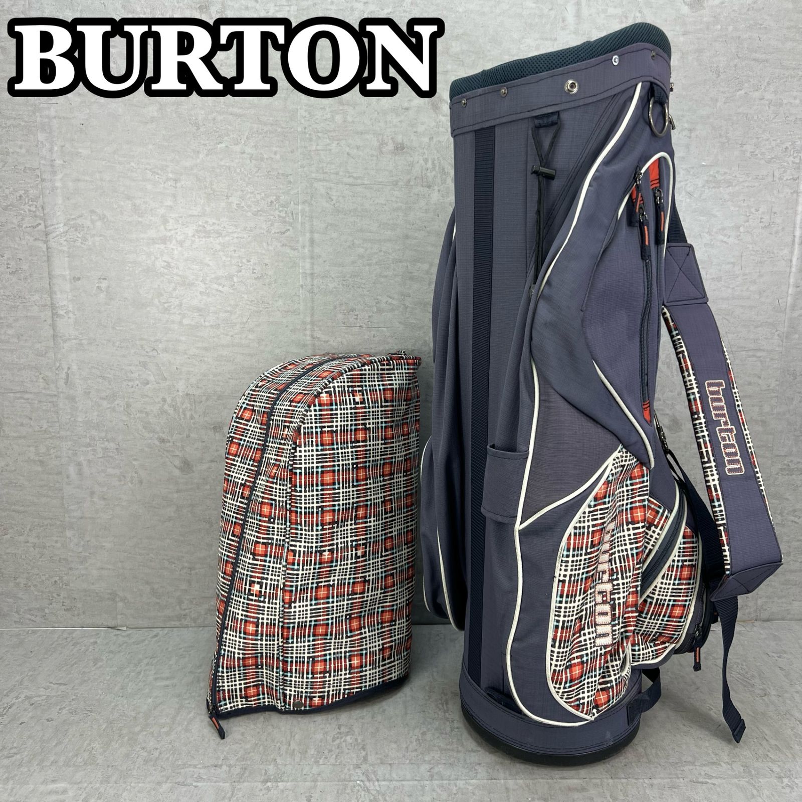 バートン ゴルフ カート式キャディバッグ 約9.5型 チェック柄 ナイロン製 BURTON