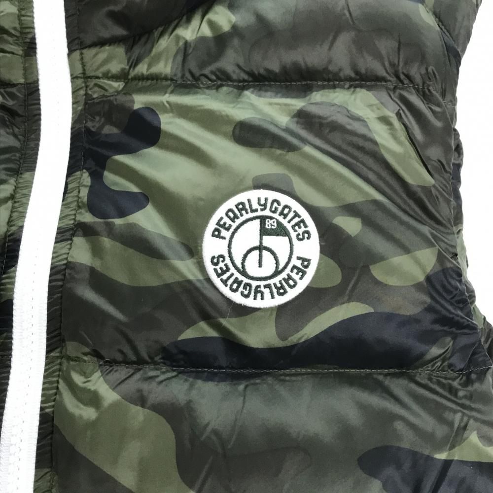 超美品】パーリーゲイツ ダウンベスト カーキ×黒 迷彩 カモフラ 軽量