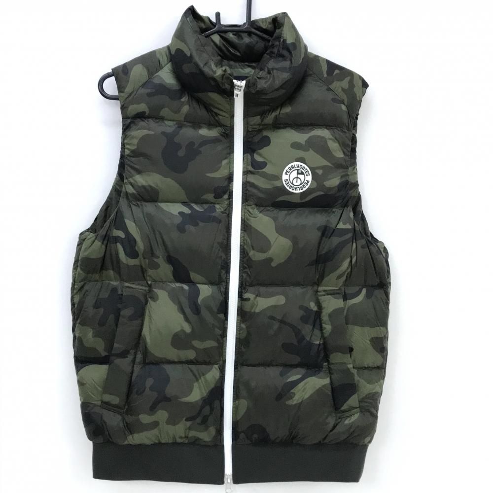 超美品】パーリーゲイツ ダウンベスト カーキ×黒 迷彩 カモフラ 軽量
