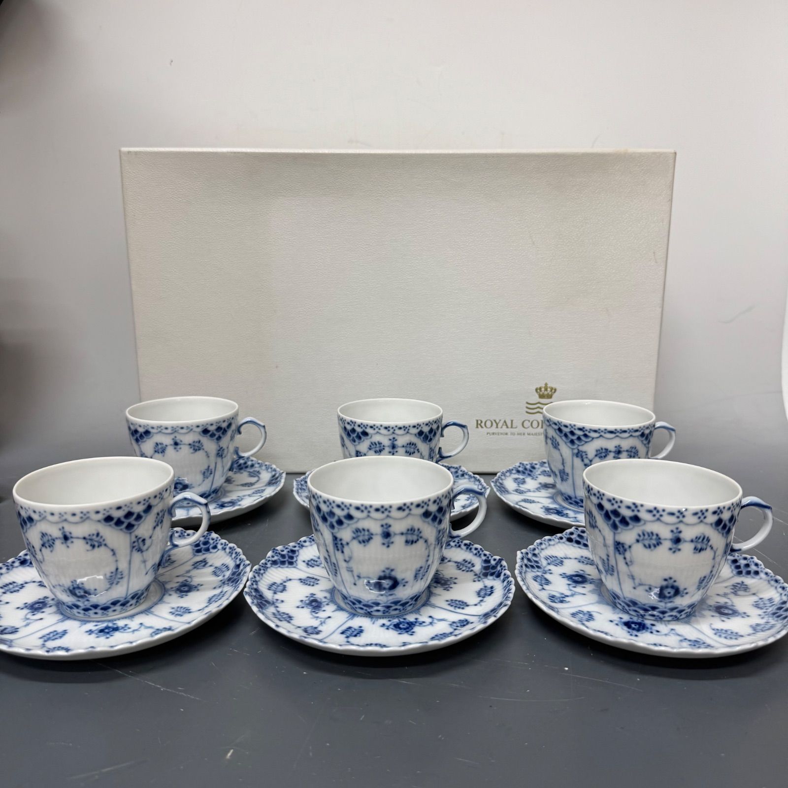 DA 35 ROYAL COPENHAGEN ロイヤルコペンハーゲン カップ-ソーサー ブルーフルーテッド フルレース