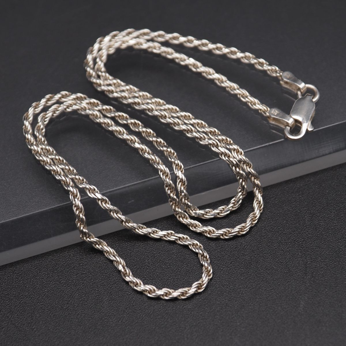 ヴィンテージ シルバー チェーン ネックレス ロープ 刻印 ヴィンテージ ロープデザインチェーンネックレス シルバー925 メキシコ