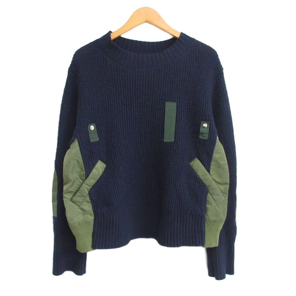 サカイ sacai 20AW Wool Knit x Nylon Twill Pullover ドッキング