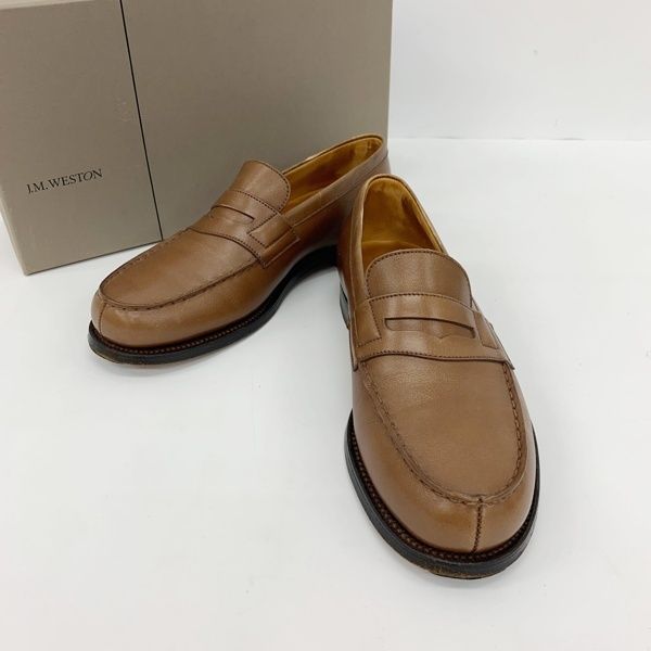 J.M.WESTON ジェイエムウエストン 180 シグニチャー ローファー 41-182-180-10 革靴 レザー メンズ 4|D ブラウン 靴 DF 17486