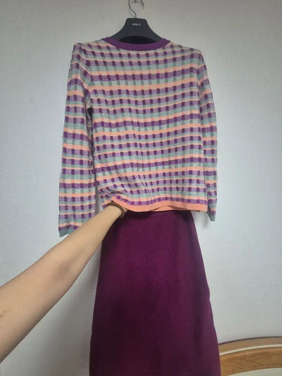 SJSJ チェック ニット トップス ワイン スカート セット The HANDSOME SYSTEM SJ