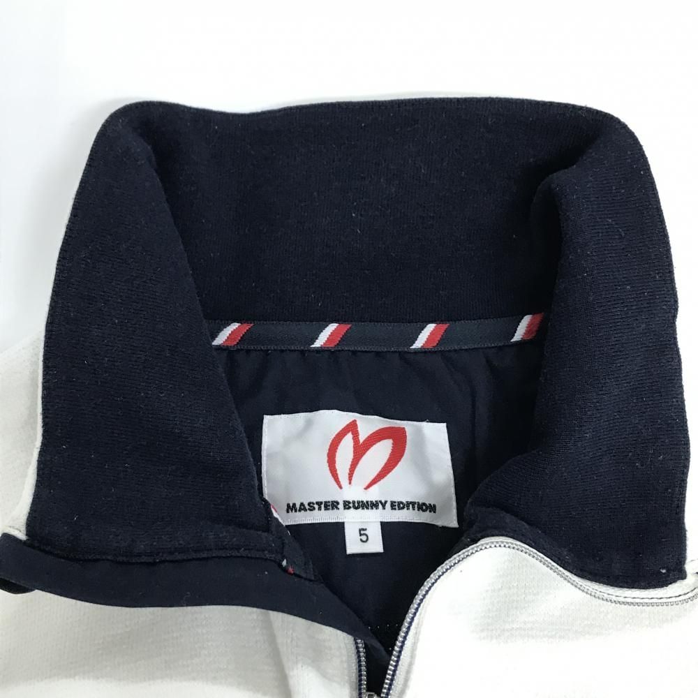 マスターバニー 長袖ハイネックシャツ 白 起毛素材 ハーフジップ