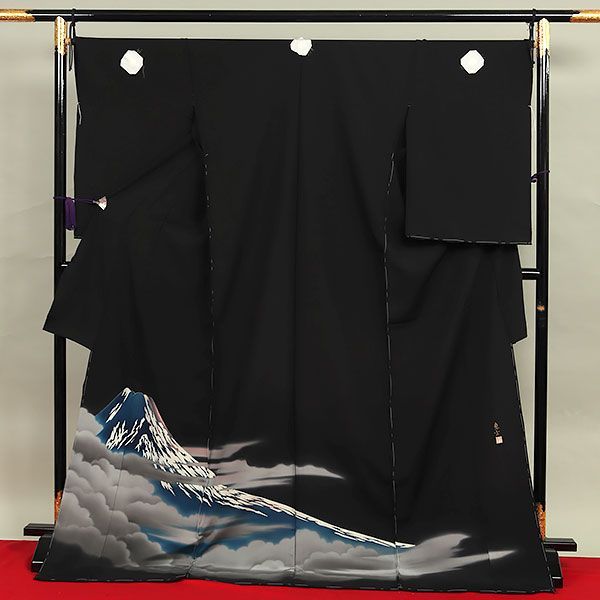 eha3114 皇室献上作家 熊谷慶雲 浜ちりめん 黒留袖 富嶽雲烟図 お