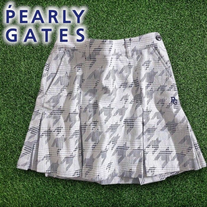 【極美品】パーリーゲイツ　ゴルフ　グレンチェック柄ボックスプリーツスカート　M 中古 レディース パーリーゲイツ PEARLY GATES スカート 00(SS) グレー