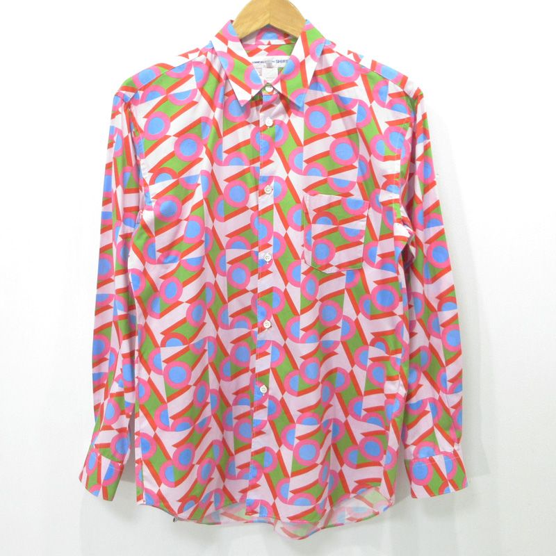 COMME des GARCONS SHIRT | コムデギャルソンシャツ × Karl Benjamin カール ベンジャミン 総柄長袖シャツ 20 ss S 28033 ピンク マルチカラー サイズ M 108
