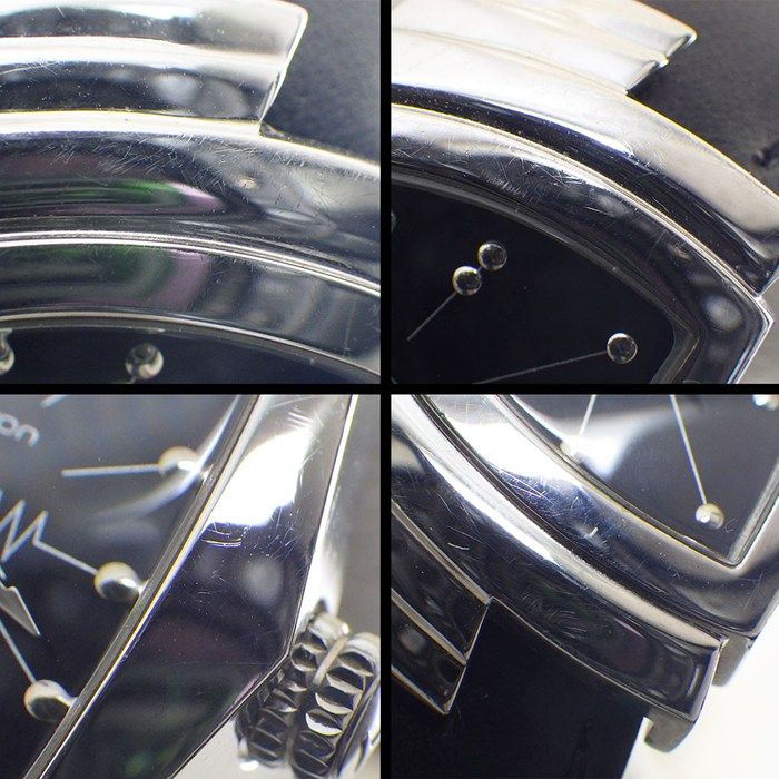 ハミルトン Hamilton 腕時計 ベンチュラ トライアングル ブラック文字盤 牛革ベルト SS クオーツアナログ 箱 保付き 数量限定 柄物