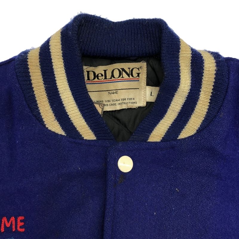 【中古】DeLONG スタジャン L ブルー ホワイト デロング[10][249008279783] 中古】DeLONG スタジャン L ブルー ホワイト デロング[10] - メルカリ