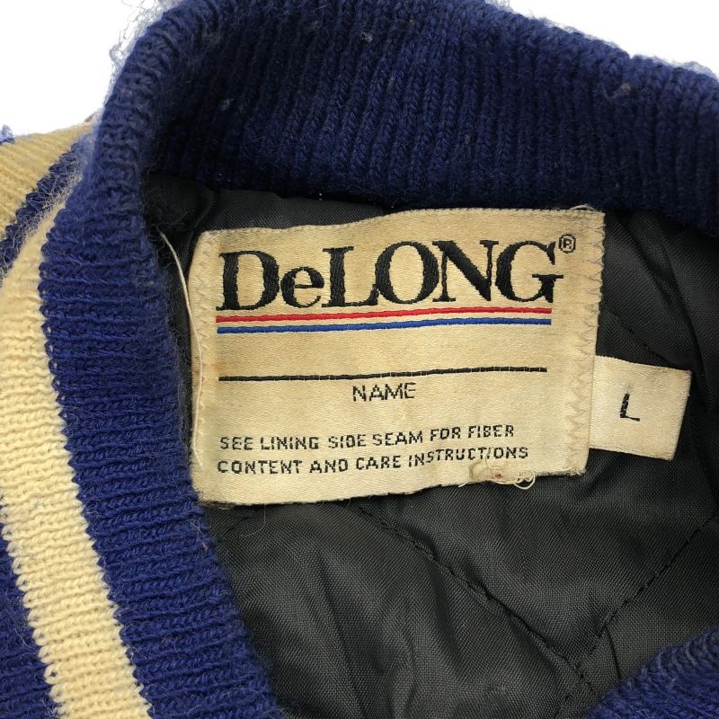 中古】DeLONG スタジャン L ブルー ホワイト デロング[10] - メルカリ
