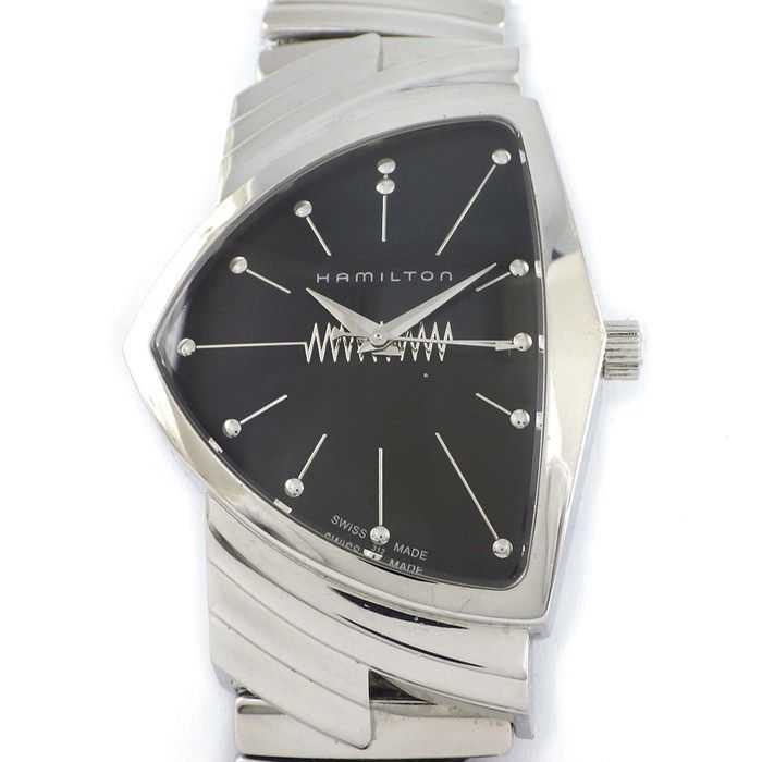ハミルトン Hamilton 腕時計 ベンチュラ H 244810 エルヴィス プレスリー生誕75周年記念モデル ブラック文字盤 SS クオーツアナログ