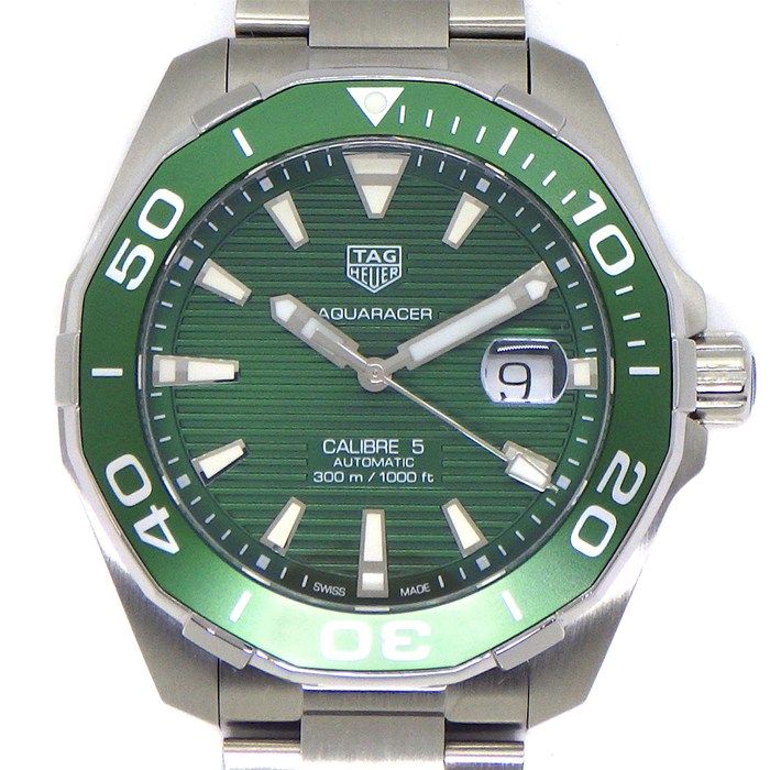タグ ホイヤー TAG Heuer 腕時計 アクアレーサー WAY 201 S.BA 0927 キャリバー5 デイト 回転ベゼル 夜光インデックス 夜光針 ストライプ グリーン文字盤 SS 自動巻き