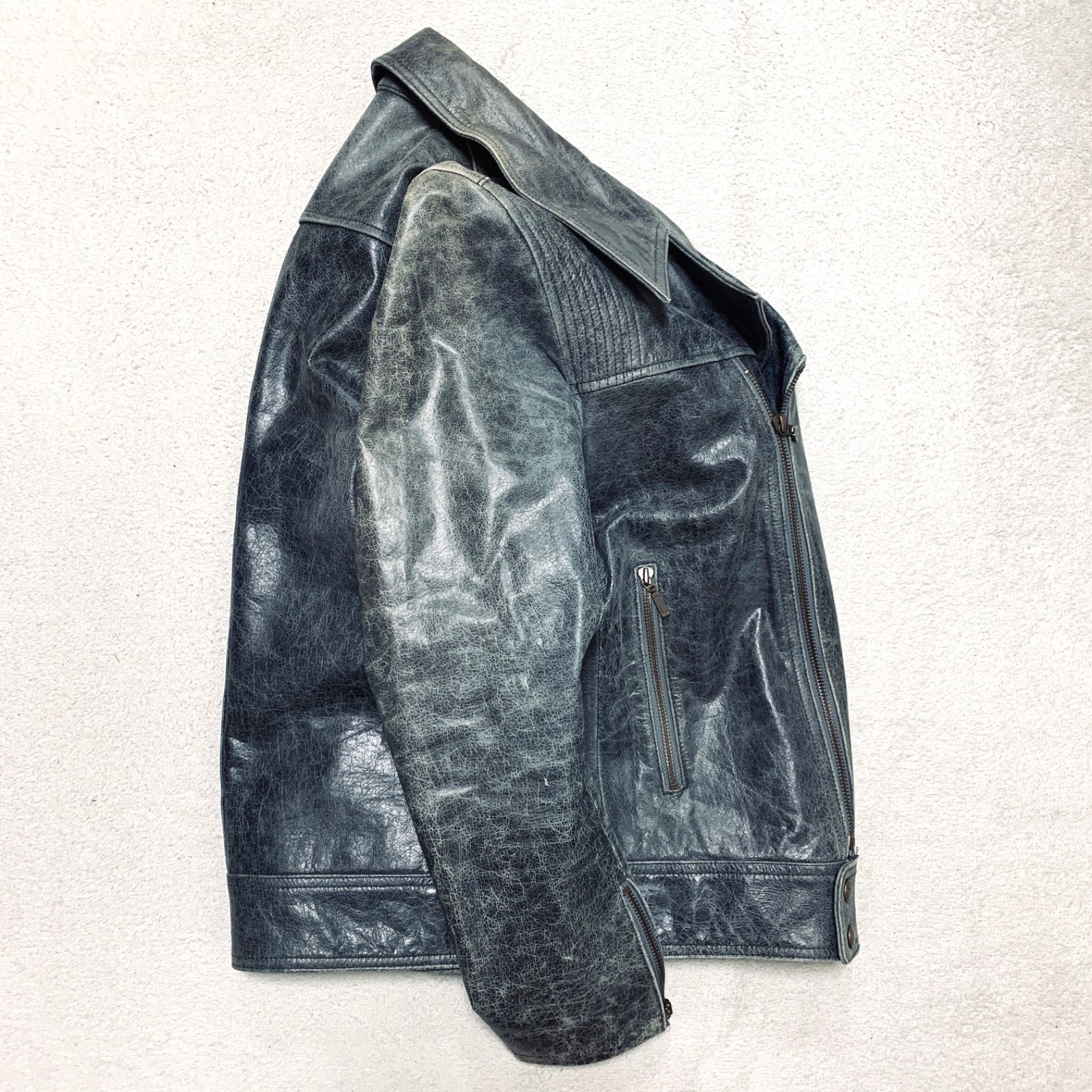 TORNADO MART バッファロークロコ　レザージャケット　ライダース　牛革 TORNADO MART レザージャケット ライダースジャケット ダブル