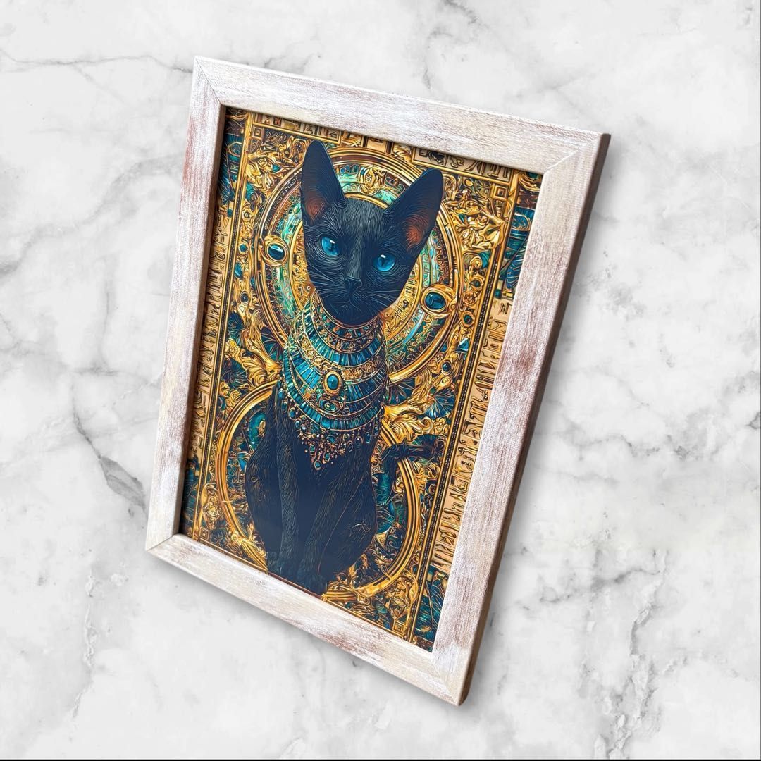 原画 アート 絵画 美術品 猫 神秘的 インテリア 壁飾り ダーク