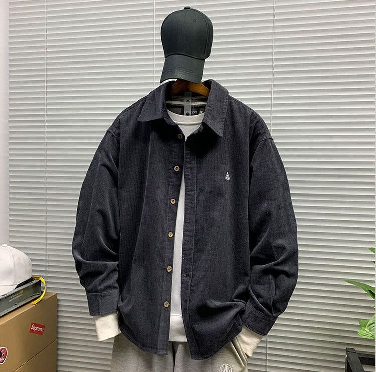全新♥ 春秋 コットン100％ 長袖シャツジャケット メンズ カジュアル ルーズフィット 無地 トレンド シャツアウター K
