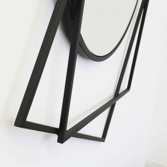 ウォールミラー/壁飾り ブラックアイアン モダン 鏡 ウォールミラー 壁掛け ミラー おしゃれ アンティーク風 木製