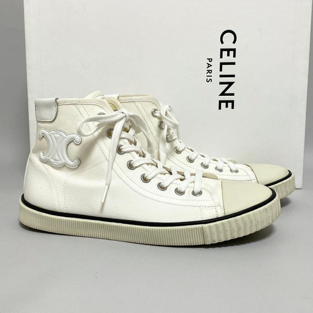 CELINE / トリオンフ キャンバス ハイカットスニーカー 37 ホワイト