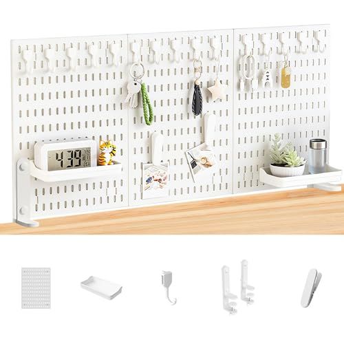 卓上有孔ボード ペグボード デスクパネル クランプ式 小物雑品収納ラック 有孔ボード 小物収納棚 飾り物整理棚 書類整理 大容量 黒|白 クリップは金属で パネルはプラスチックです! ホワイト 40*90 cm 0 ceee 92 f