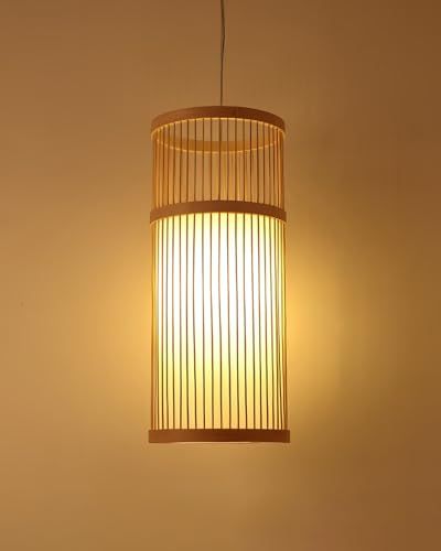 ペンダントライト 吊り下げ照明 天井照明 竹編み 和風 直径16 高さ28 cm E 26 LED 完成品 引っ掛シーリング式 間接照明 インテリア おしゃれ ホテル カフェ 寿司屋 居酒屋 レストラン 寝室 和室 コード長さ調節 46604 f 6 c