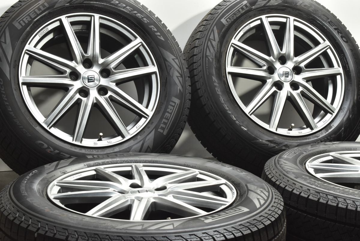 バリ溝 ザイン 17 in 7 J 38 PCD 114.3 ピレリ アイスゼロアシンメトリコ 225|65 R NX ハリアー RAV 4 エクストレイル CX-5 CX-8