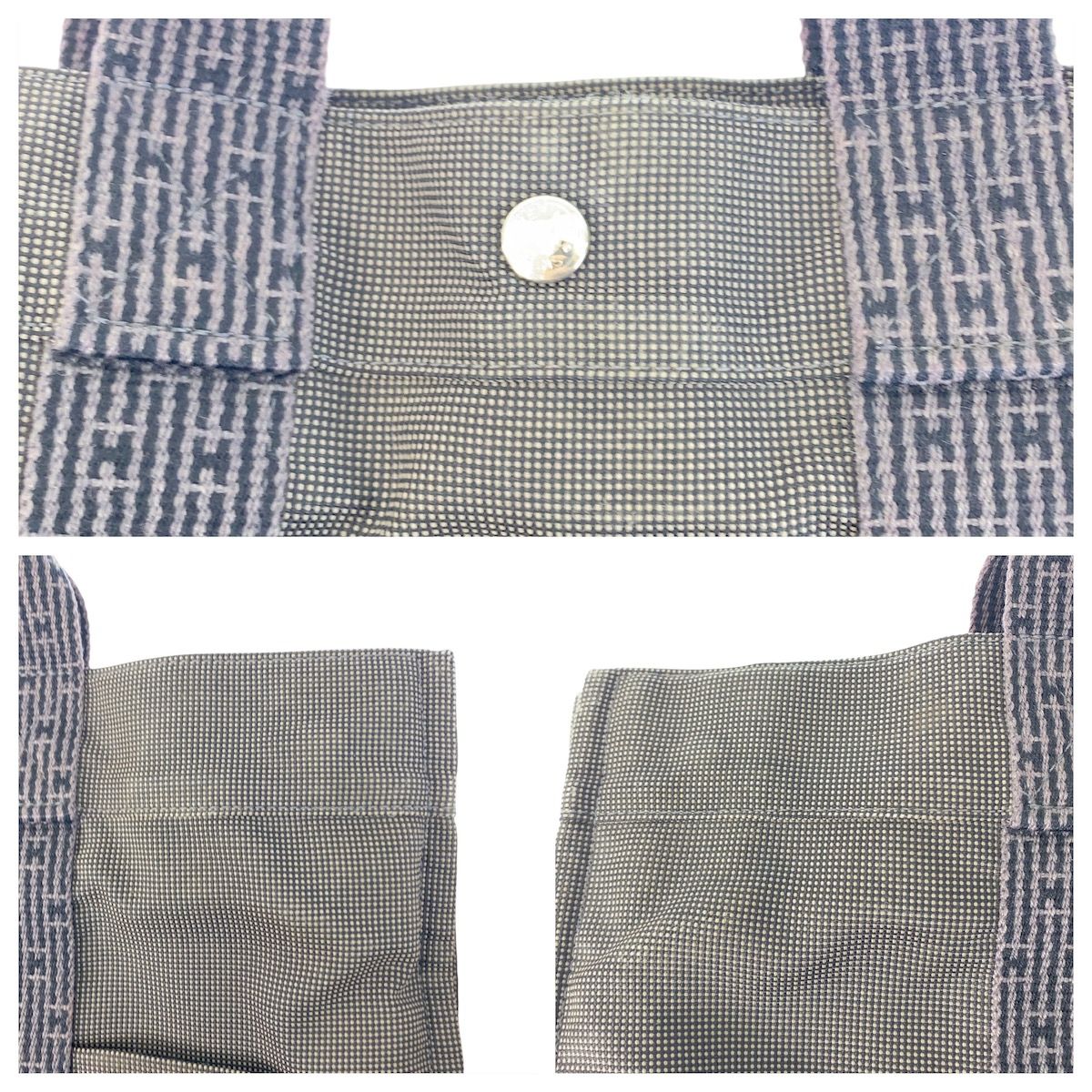 HERMES エルメス エールラインMM グレー シルバー金具 キャンバス