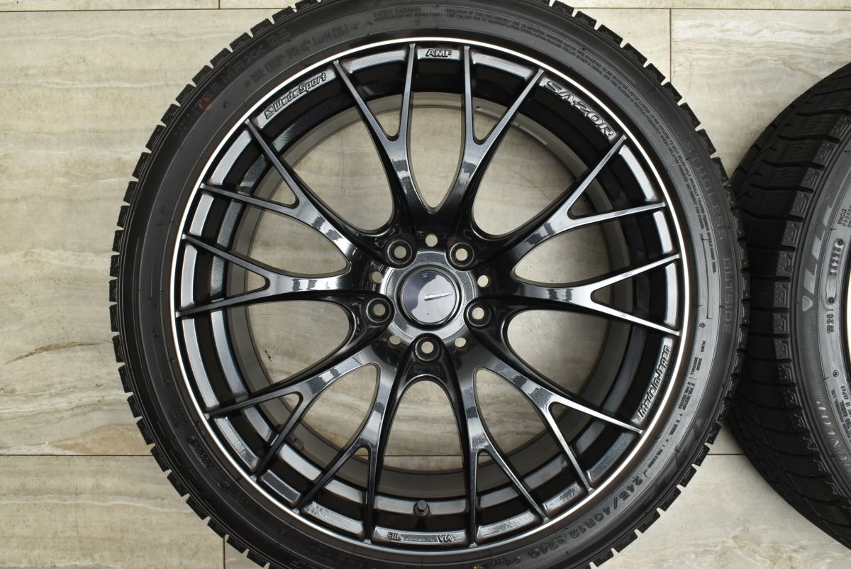  イボ付き バリ溝 WedsSport SA-20 R 19 in 8.5 J 45 9.5 48 PCD 114.3 ダンロップ ウインターマックス03 245|40 265|35 マークX 19インチ タイヤ ホイールセット