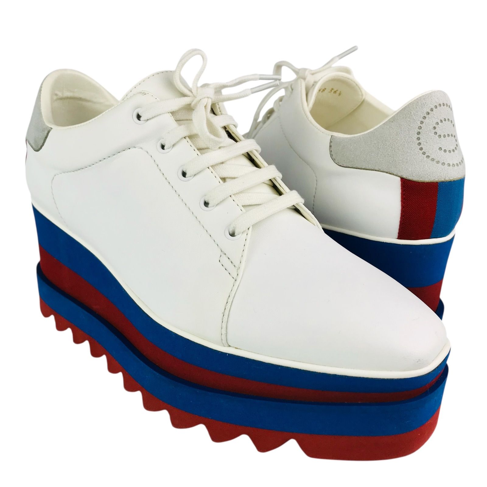 STELLA McCARTNEY ステラマッカートニー Elyse エリス レザー切替し パンチングSデザイン オーバーサイズシャークソール プラットフォーム スニーカー 36.5 厚底スニーカー イタリア製 カジュアル レディーススニーカー