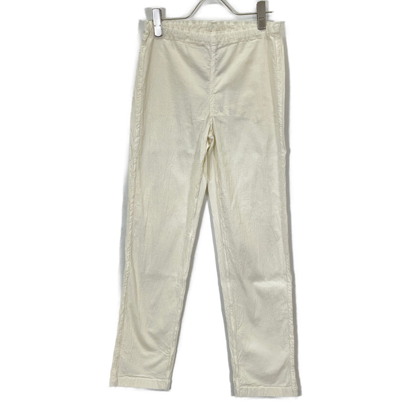 me ミー|イッセイミヤケ MI 34-FF 412-02 ﾎﾜｲﾄ ｺｯﾄﾝ ﾜｯｼｬｰ加工ﾊﾟﾝﾂ 表記なし