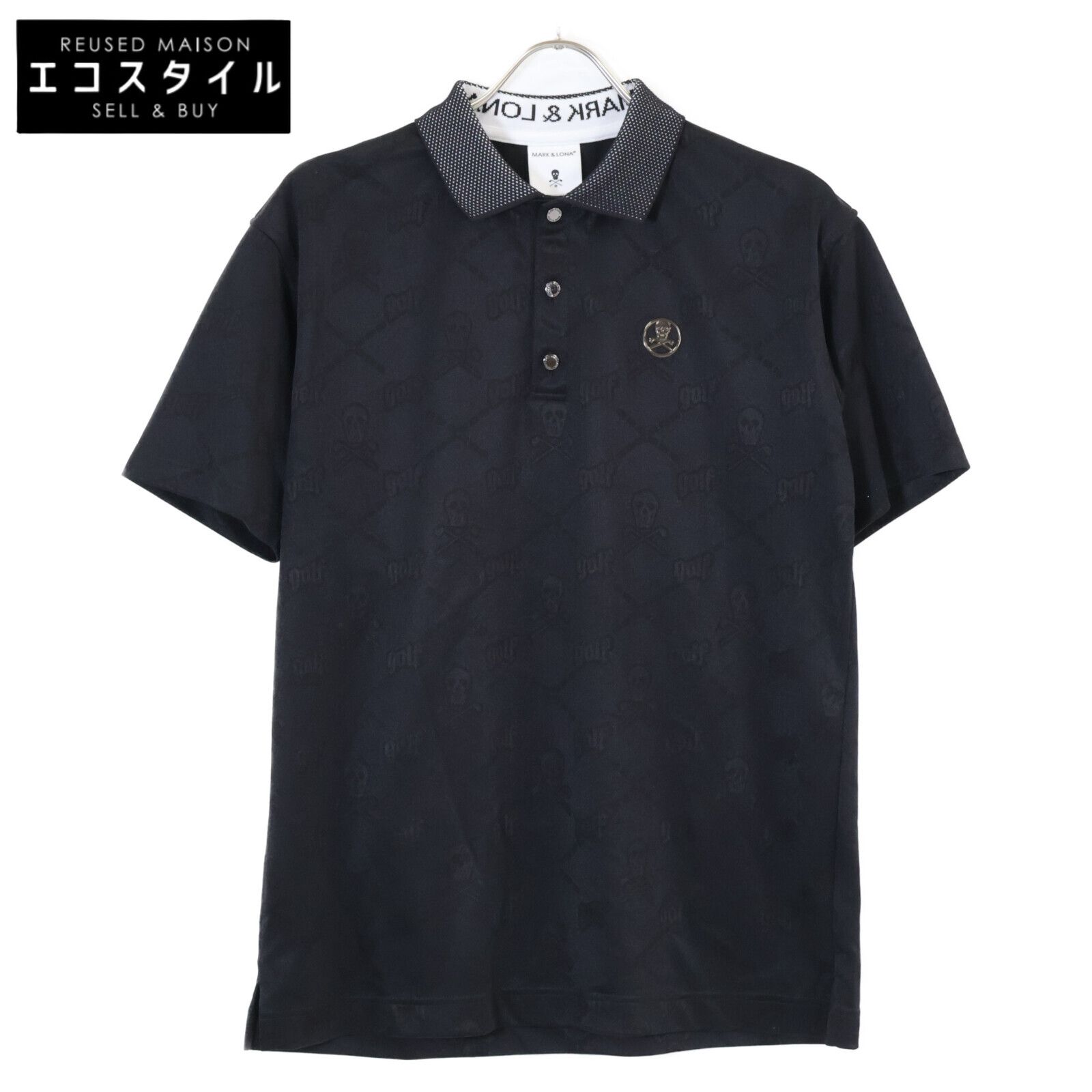 MARK-LONA マークアンドロナ MLM-2 A-AP 01 Ruler JQ Jersey Polo ドクロ総柄 半袖ポロシャツ| 46