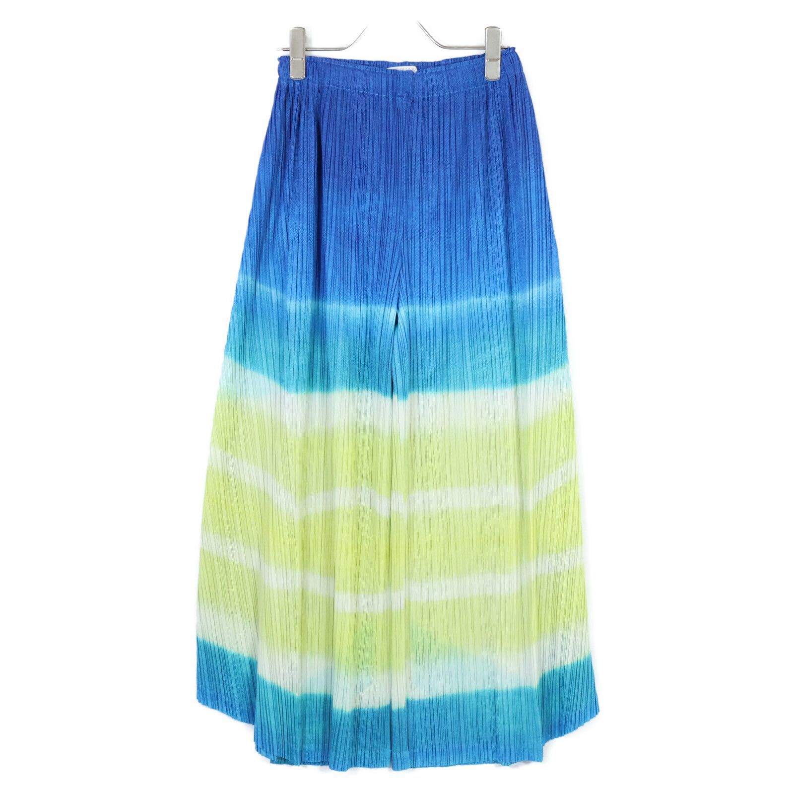 PLEATS PLEASE プリーツプリーズ PP 73-JF 764 17 AW ﾌﾞﾙｰ×ｲｴﾛｰ 総柄 ﾜｲﾄﾞﾊﾟﾝﾂ 3