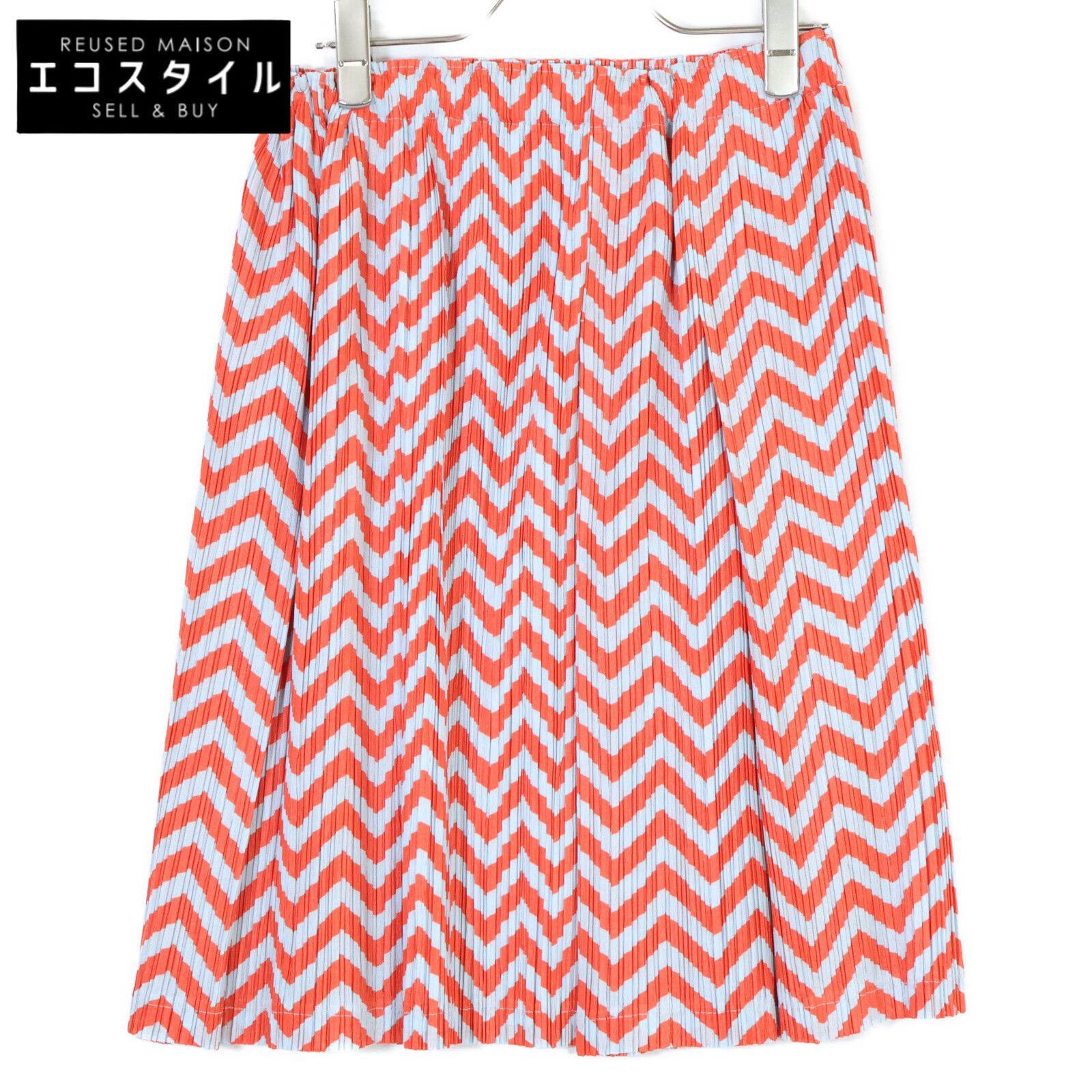 PLEATS PLEASE プリーツプリーズ PP 51-JG 435 15 SS ｵﾚﾝｼﾞ×ﾗｲﾄﾌﾞﾙｰ ﾎﾞｰﾀﾞｰｽｶｰﾄ 3