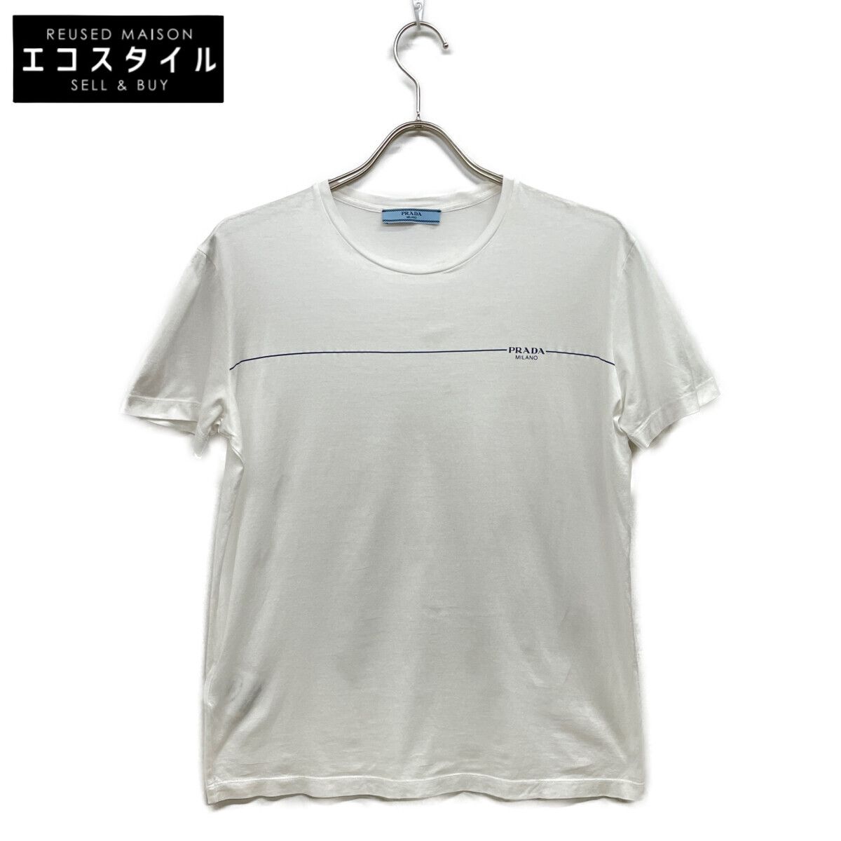 PRADA プラダ 19 SS ﾎﾜｲﾄ 39507 ｺｯﾄﾝ ﾛｺﾞ Tｼｬﾂ 42