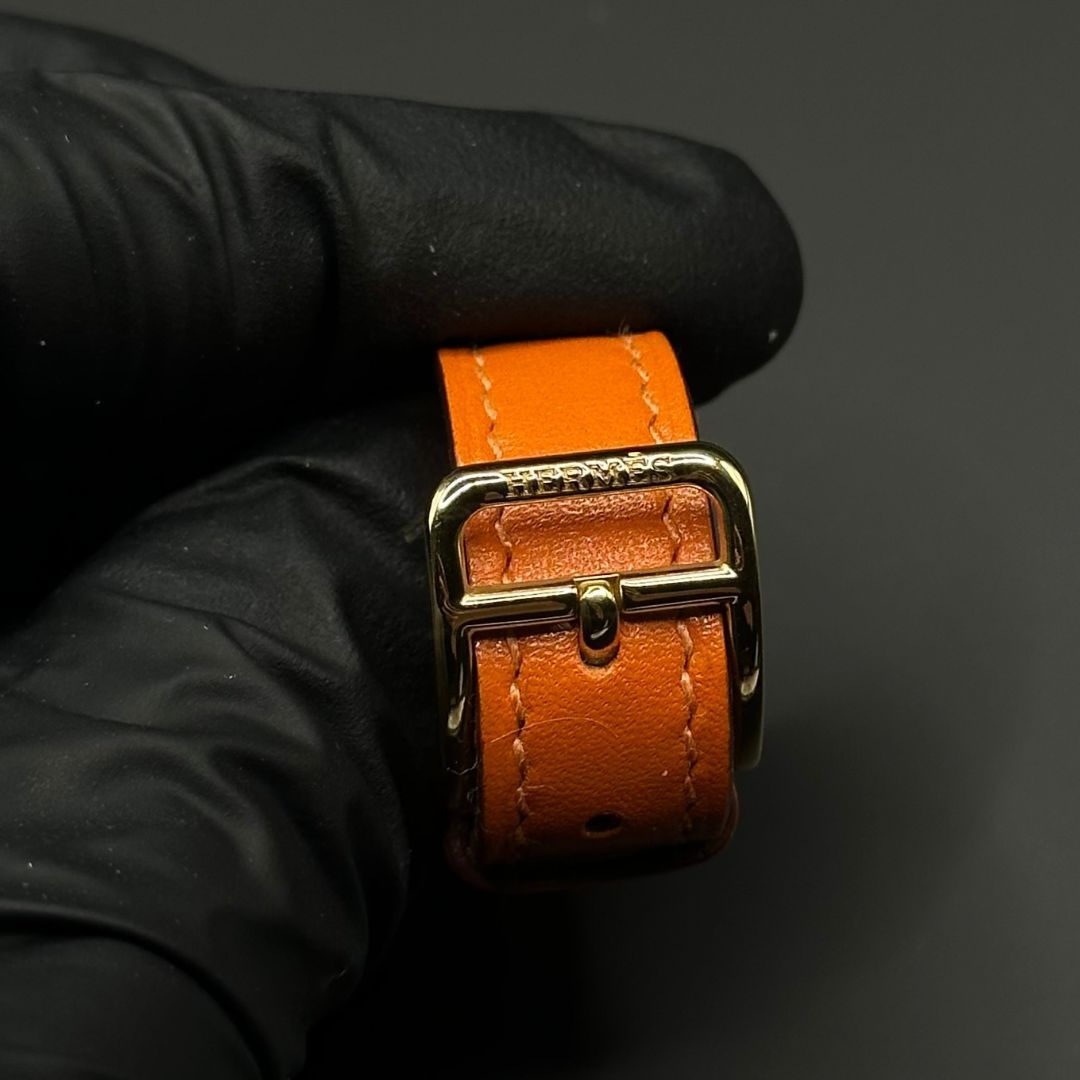 美品 エルメス HERMES R刻印 レザーベルト スカーフリング オレンジ 美品 エルメス HERMES R刻印 レザーベルト スカーフリング オレンジ