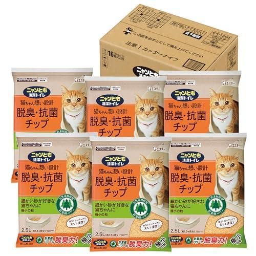 ニャンとも清潔トイレ 猫砂 [天然素材でパワフルに脱臭] 脱臭・抗菌チップ 極小の粒 2.5L×6個 システムトイレ 猫用 消臭 ネコ砂 (ケー 6,234円