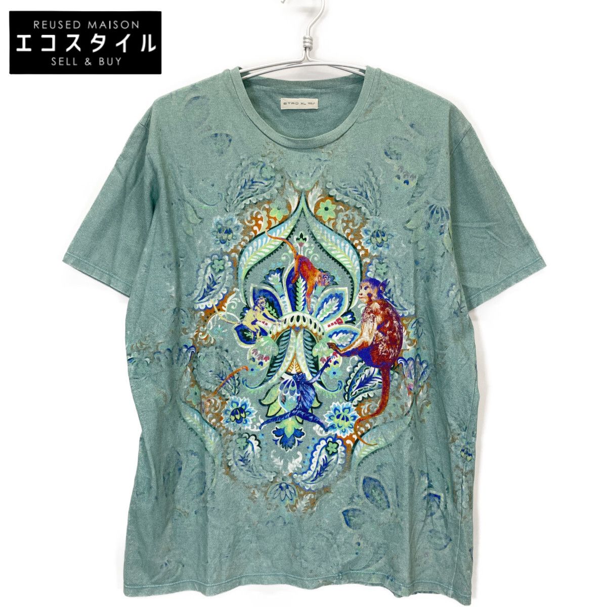 ETRO エトロ ｸﾞﾘｰﾝ ﾍﾟｲｽﾞﾘｰ Tｼｬﾂ XL