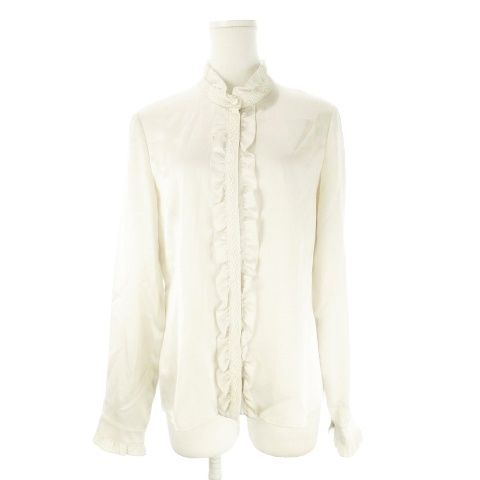 レリアン Leilian ブラウス 11 ライトグレー 長袖 スタンドカラー