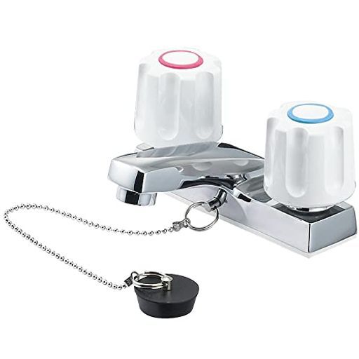 SANEI サンエイ ツーバルブ洗面混合栓台付2穴一般地 寒冷地共用形ゴム栓付き取付ピッチ102 mm日本製K 51 W