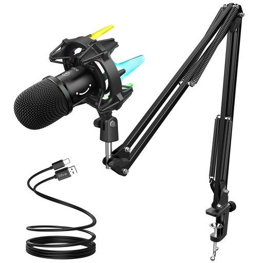 FIFINEUSBダイナミックマイクゲーミングマイクRGBライティング単一指向