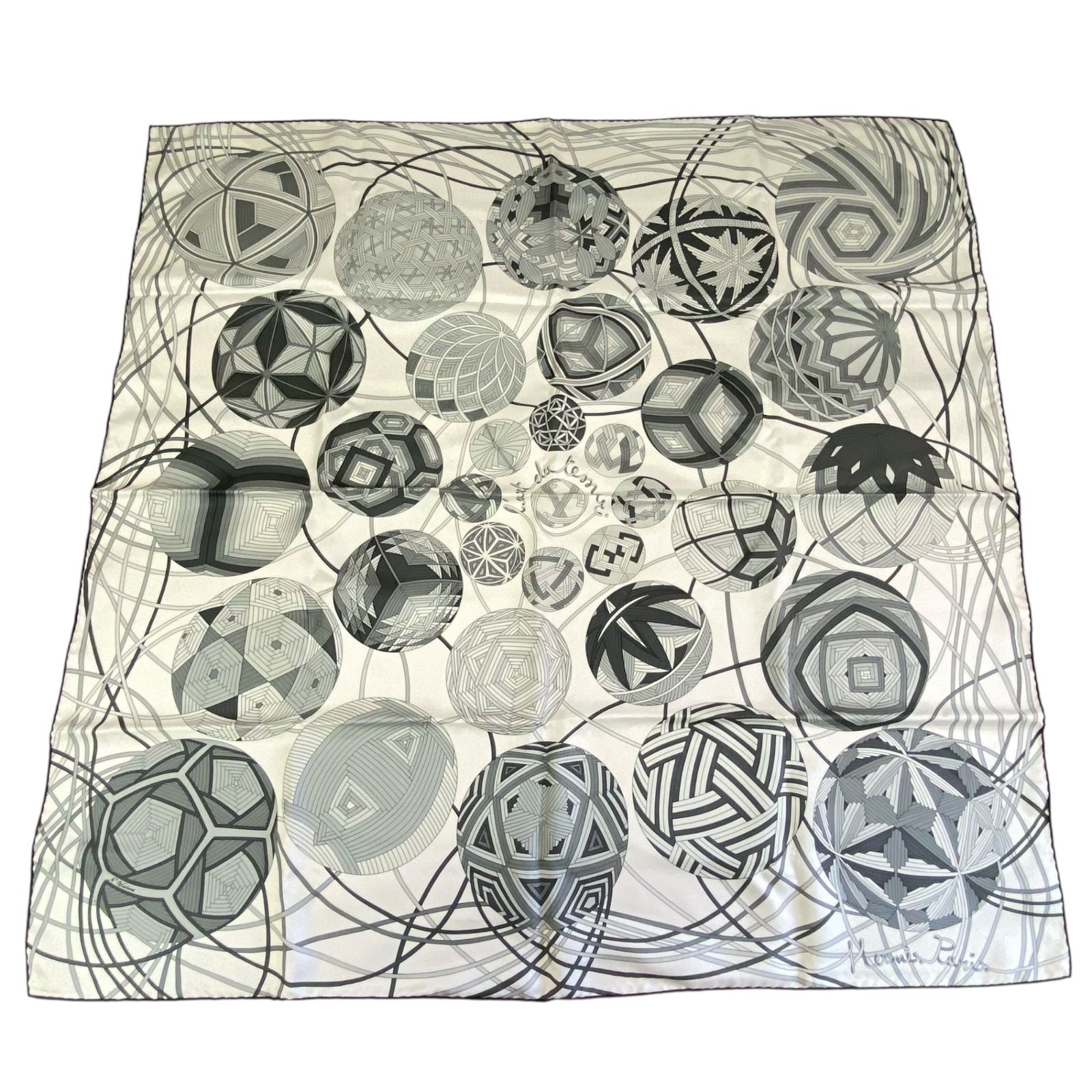 極美品 HERMES エルメス スカーフ シルク カレ90 L'art du temari 手毬