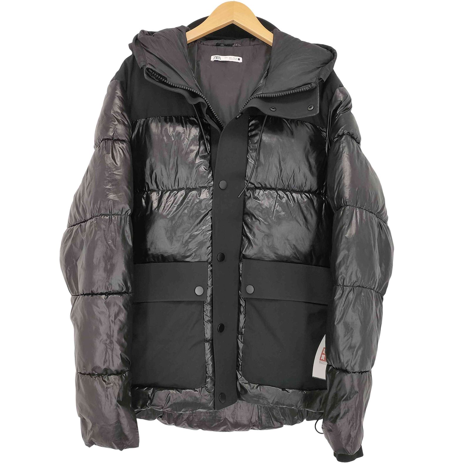 ザラ ZARA コントラスト パフジャケット シャイニー メンズ import：S
